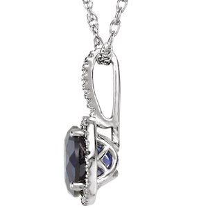 Sterling Silver 7 mm Lab-Grown Sapphire & .015 CTW Natural Diamond 18" Necklace
