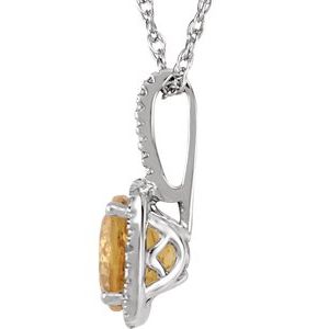 Sterling Silver 7 mm Natural Citrine & .015 CTW Natural Diamond 18" Necklace