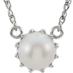 14K White Cultured White Freshwater Pearl 18" Necklace