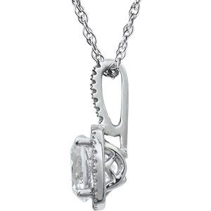 Sterling Silver 7 mm Lab-Grown White Sapphire & .015 CTW Natural Diamond 18" Necklace
