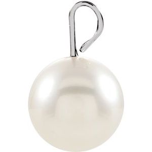 14K White Cultured White Akoya Pearl Pendant
