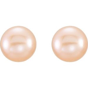 14K Yellow 6-7 mm Cultured Pink Freshwater Pearl Earrings