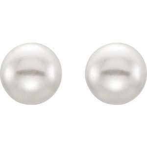 14K Yellow 7-8 mm Cultured White Freshwater Pearl Earrings