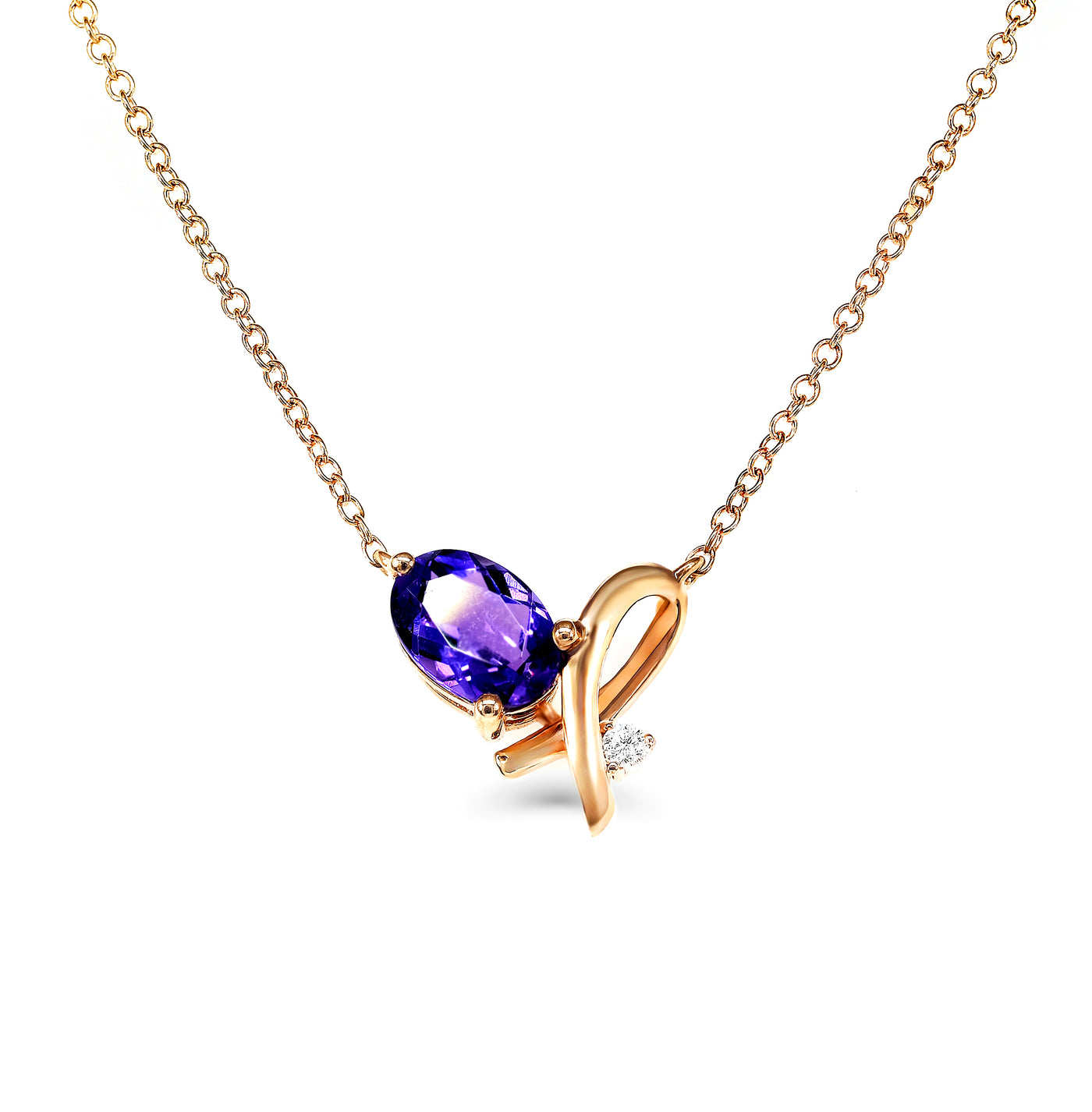 Rose Gold Amethyst & Diamond Necklace