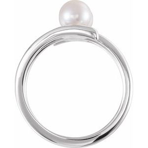 Platinum Cultured White Freshwater Pearl Two-Stone Ring