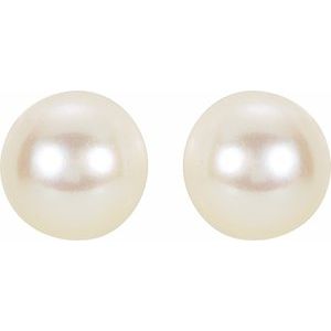 14K Yellow 6 mm Cultured White Akoya Pearl Earrings
