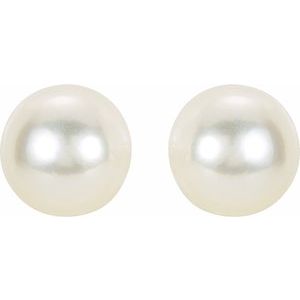 14K White 7 mm Cultured White Akoya Pearl Earrings