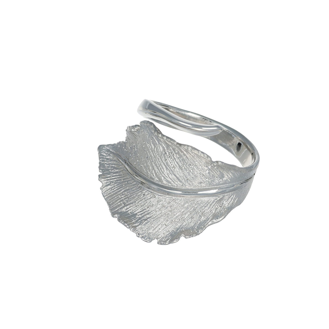 IL Diletto - Silver Leaf Stardust Ring, Rhodium Plated