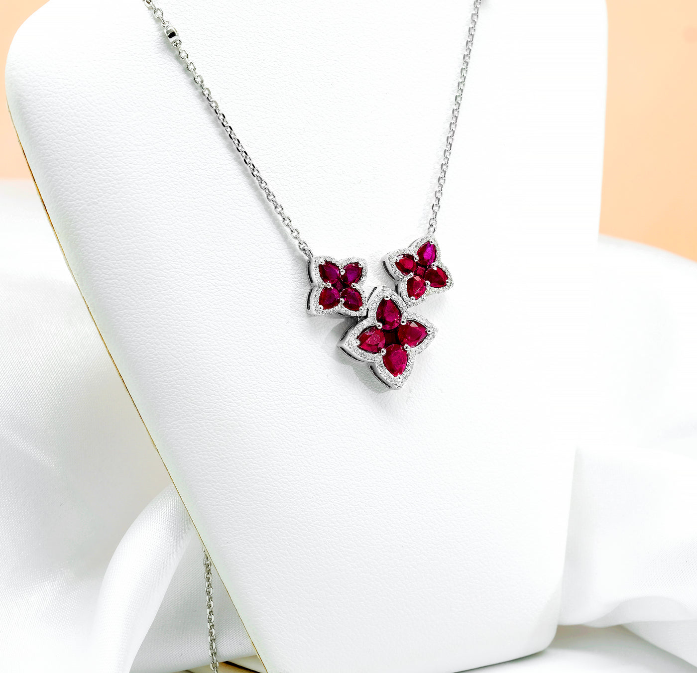 18k White Gold Ruby & Diamond Necklace