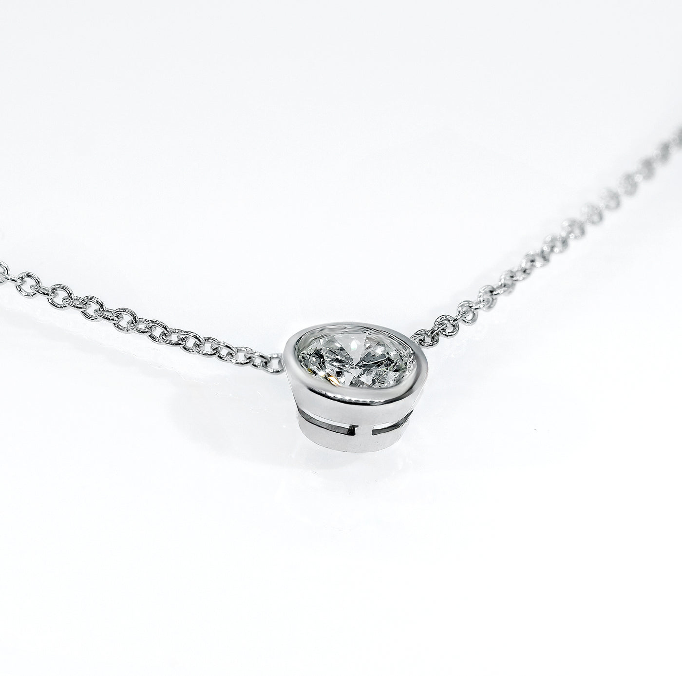 14K White Gold Solitaire Necklace with Lab Grown Diamond