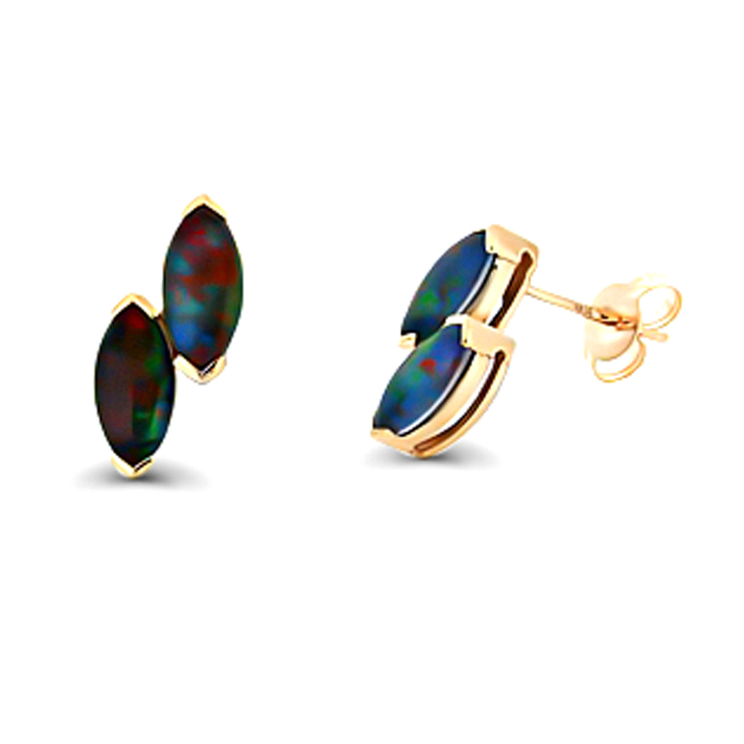 Triplet Opal Earrings in 9K Yellow Gold