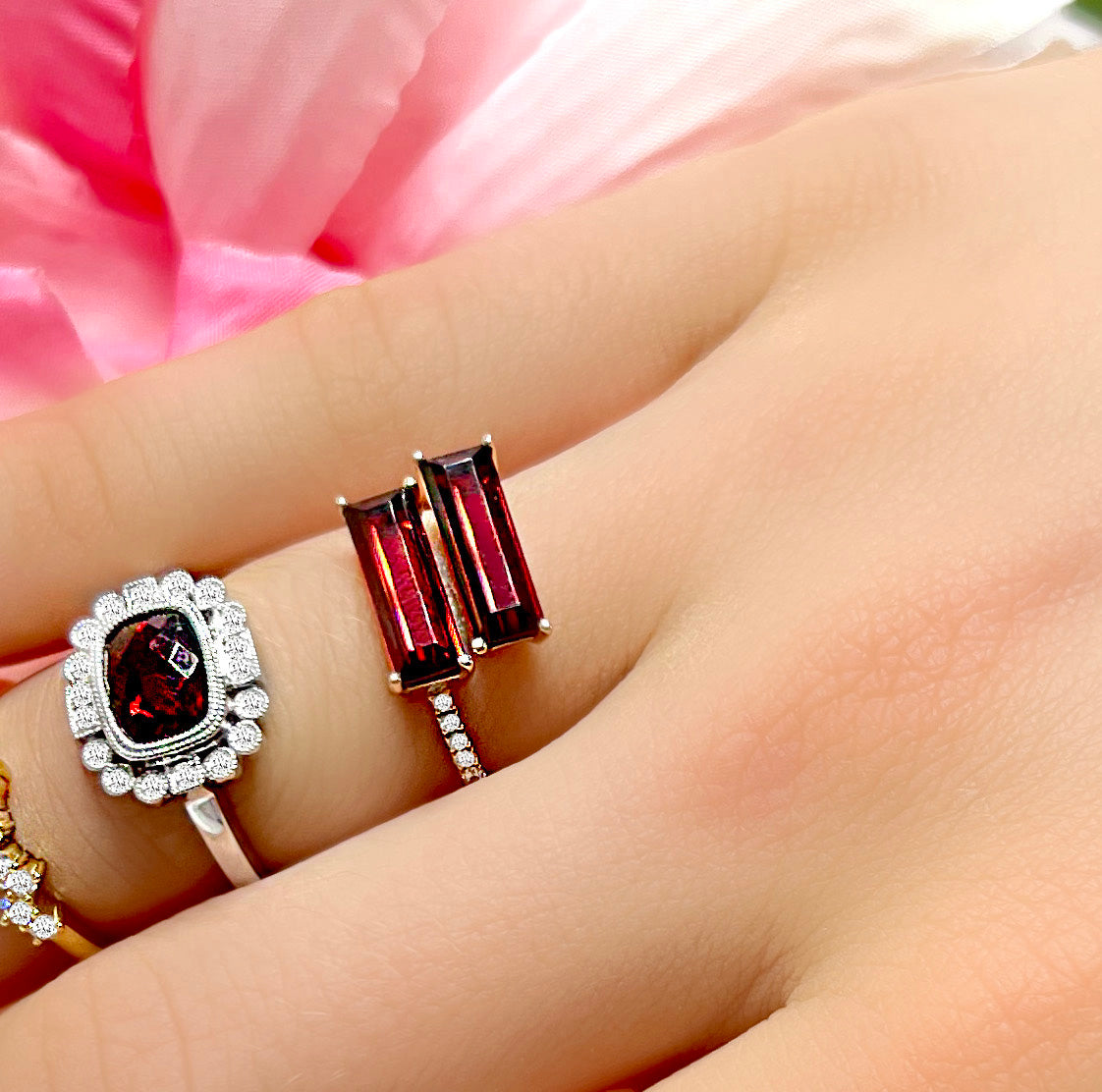 14K Rose Gold Garnet & Diamond Ring