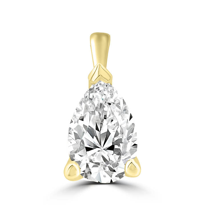 14K Yellow Gold Lab Grown Diamond Pendant, Claw-Set Pear