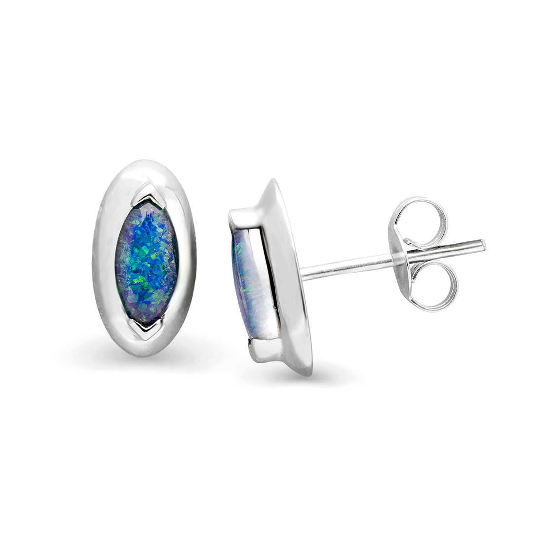Sterling Silver  Triplet Opal  Earrings
