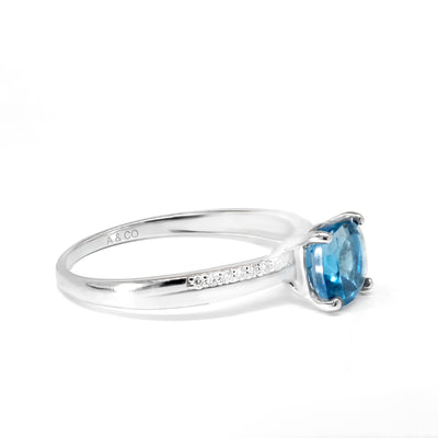 White Gold Diamonds & Blue Topaz Ring