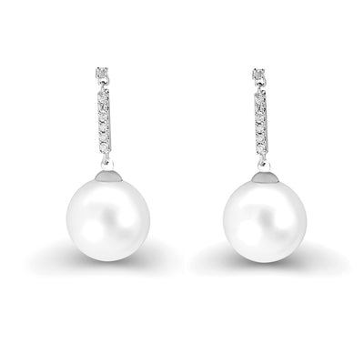 9K White Gold South Sea Pearl & Diamond Earrings