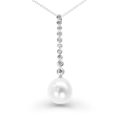 18K White Gold South Sea Pearl & Diamond Pendant