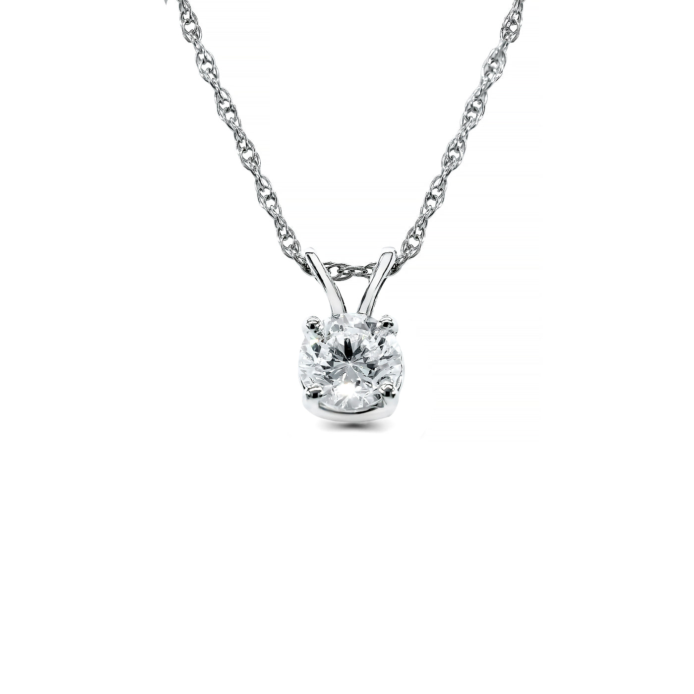 18K White Gold Solitaire Pendant with Lab Grown Diamond