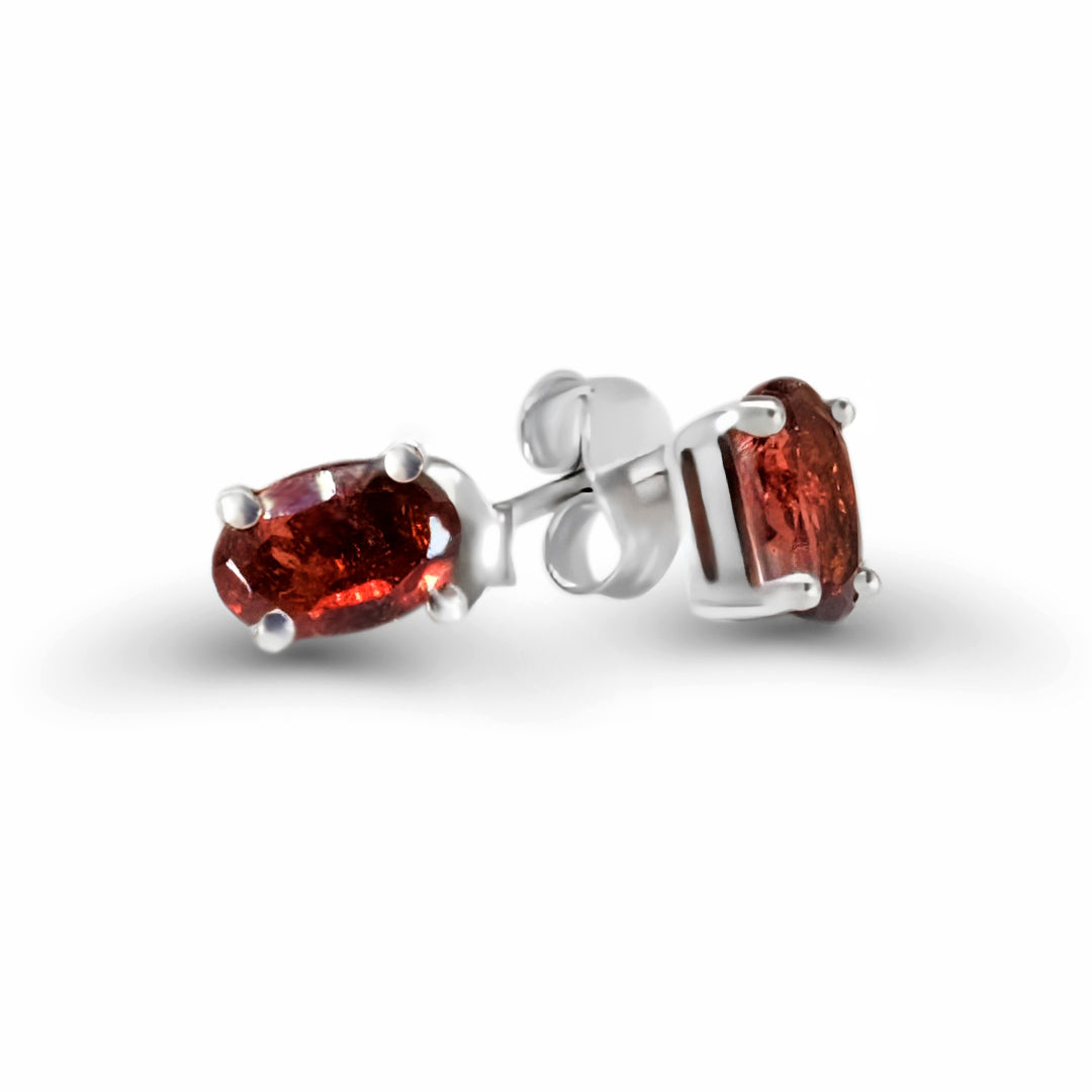 Garnet stud earrings on sale silver