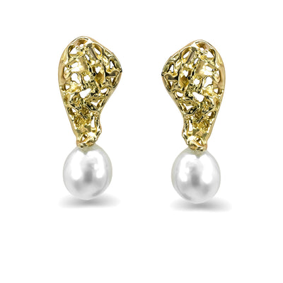 18K Yellow Gold South Sea Pearl Earrings