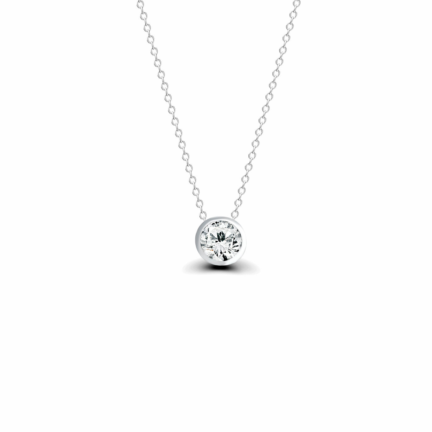 14K White Gold Solitaire Necklace with Lab Grown Diamond