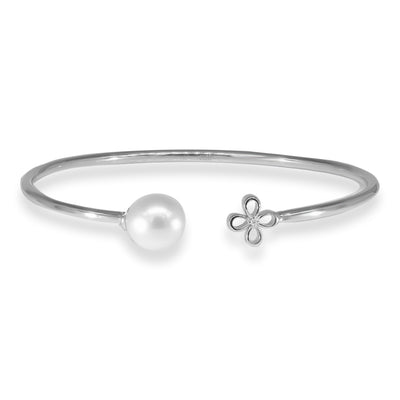 Autore Pearls Sterling Silver 18K White Gold Plated South Sea Pearl Diamond Bracelet