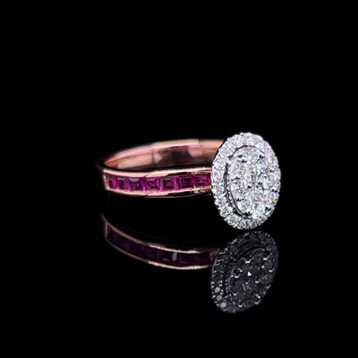White and Rose Gold, Ruby and Diamond Rings