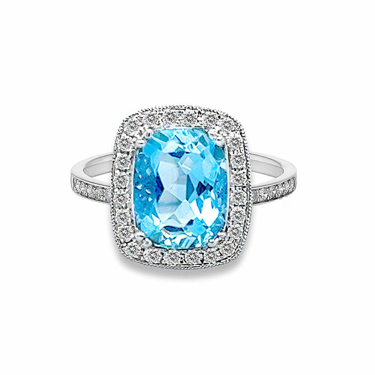14k white sales gold aquamarine ring