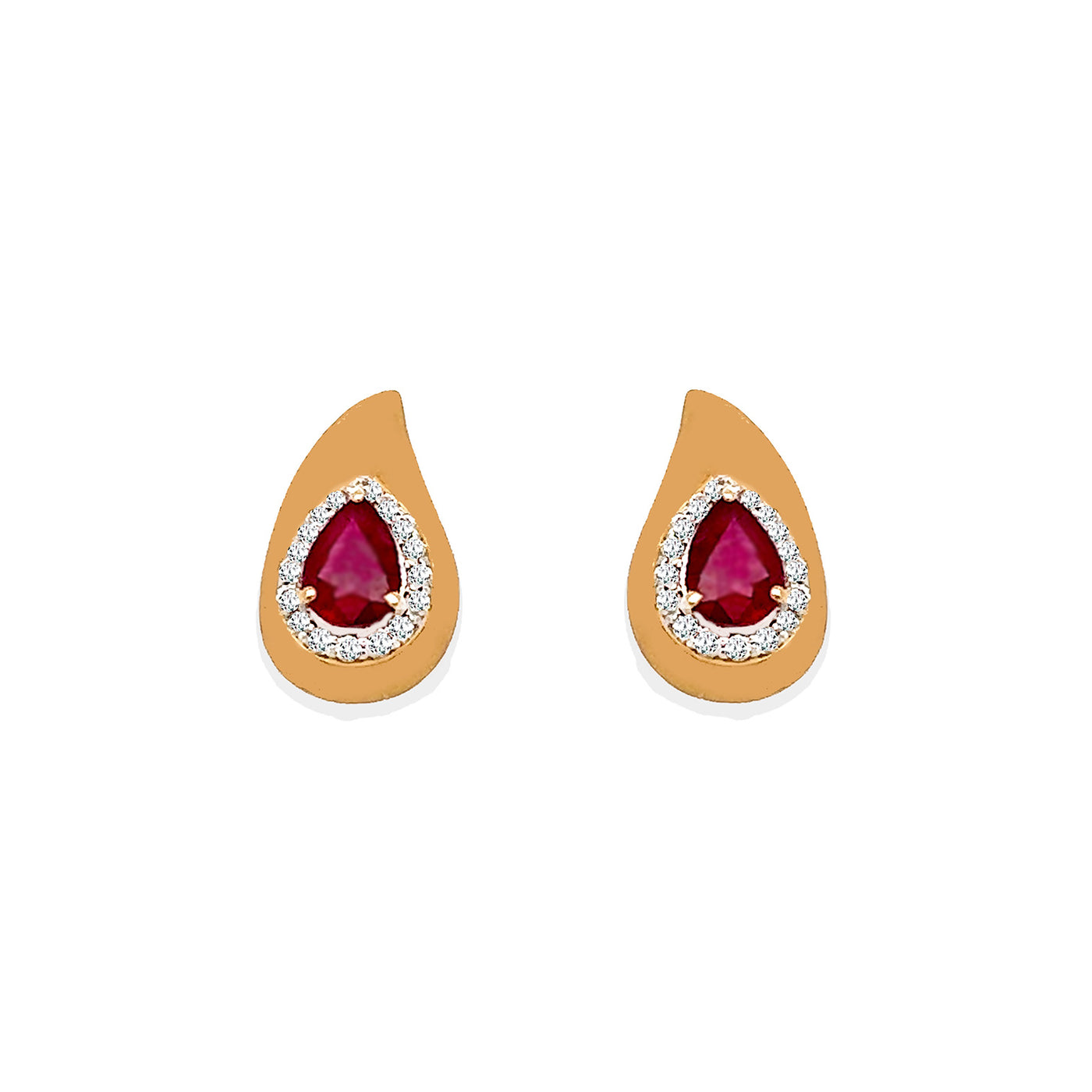 Ruby Gold Raindrop Earrings