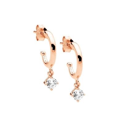 ELLANI Rose Gold Drop Earrings with Cubic Zirconia