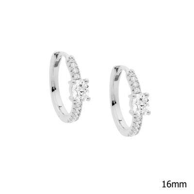 ELLANI Sterling Silver Hoop Earrings with Cubic Zirconia