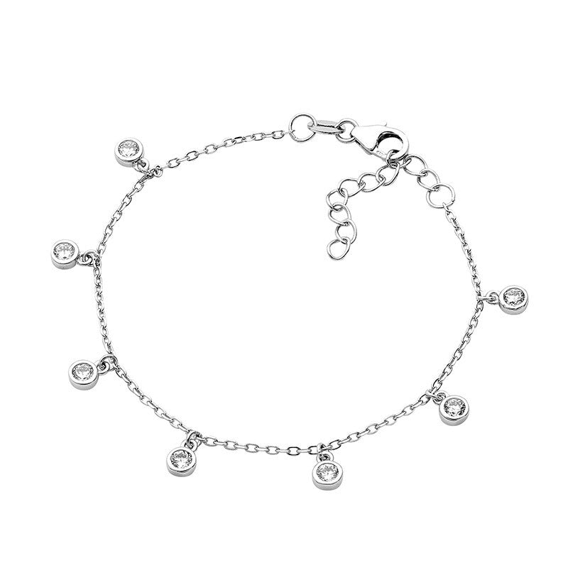 Sterling Silver Chain Bracelet with Cubic Zirconia