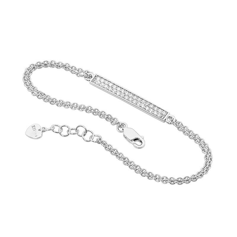 Sterling Silver Chain Bracelet with Cubic Zirconia