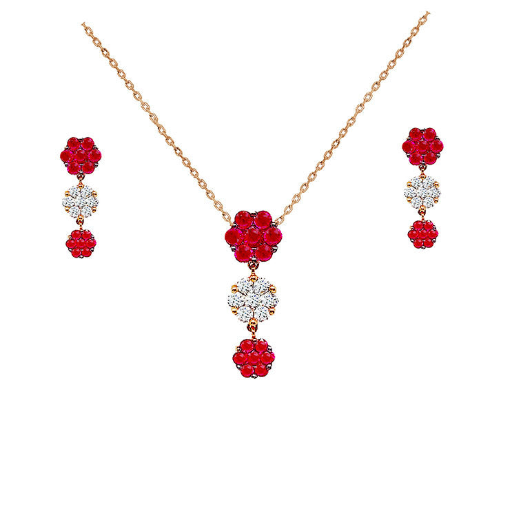 Rose Gold Ruby Diamond Set
