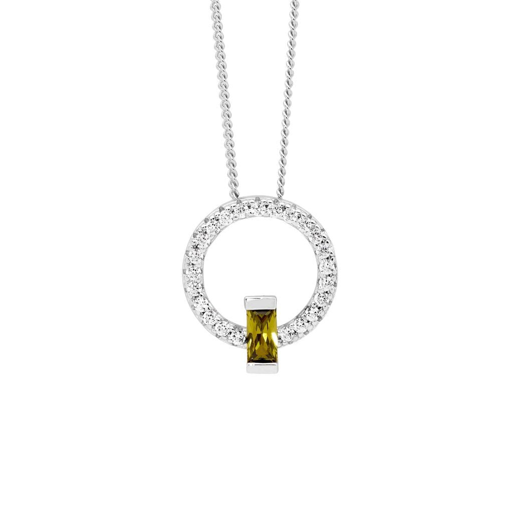 Sterling Silver Cubic Zirconia Pendant with Colored Cubic Zirconia
