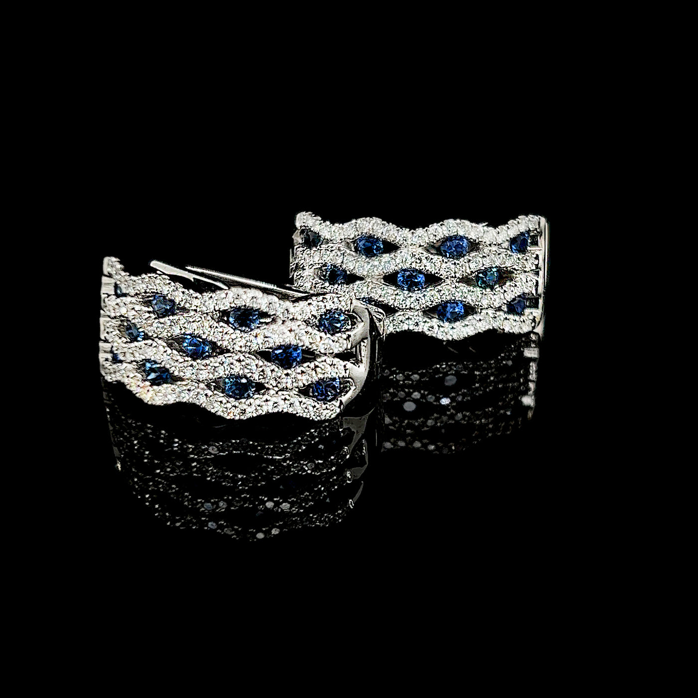 White Gold Sapphire & Diamond Earrings
