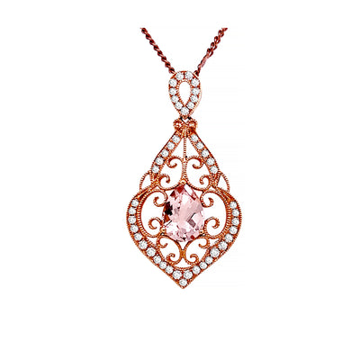 Rose Gold Morganite & Diamond Pendant