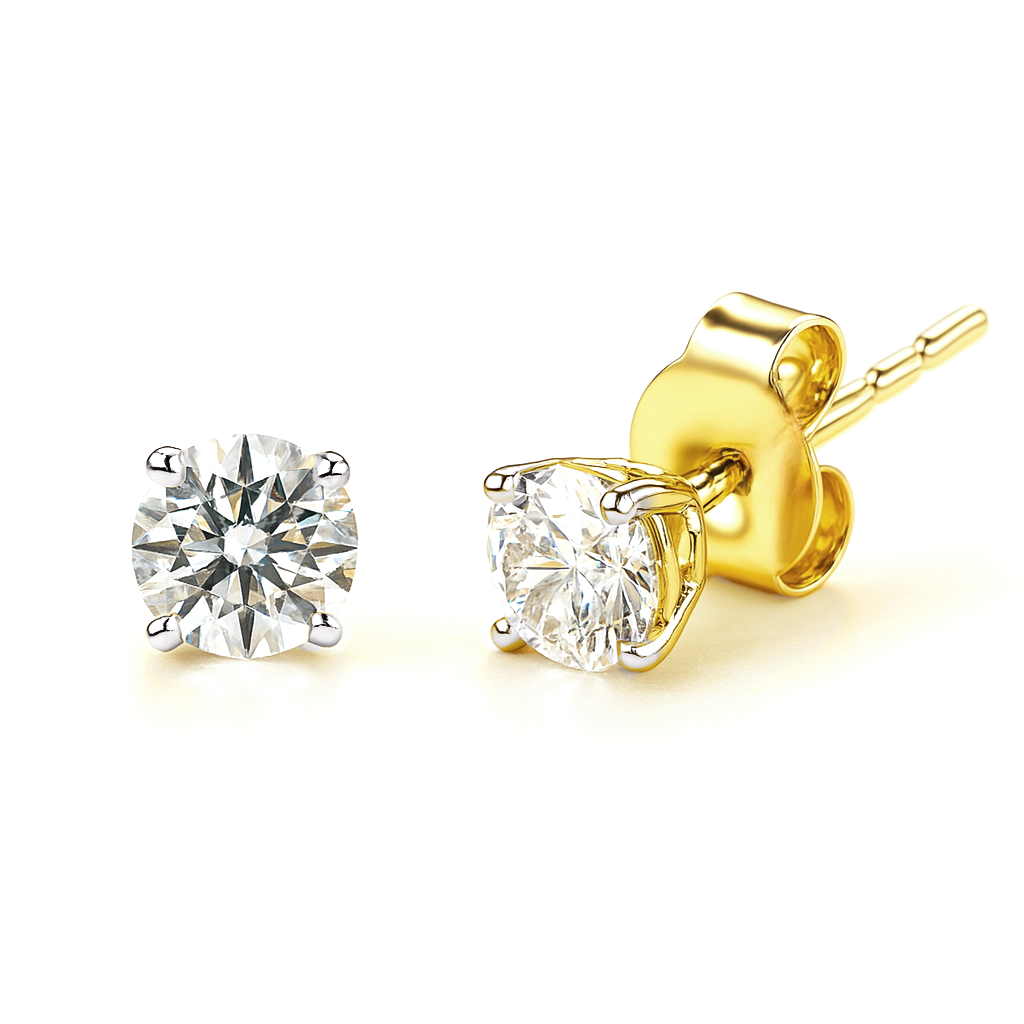 14K Yellow Gold Lab Grown Diamond Earrings, 0.5ct
