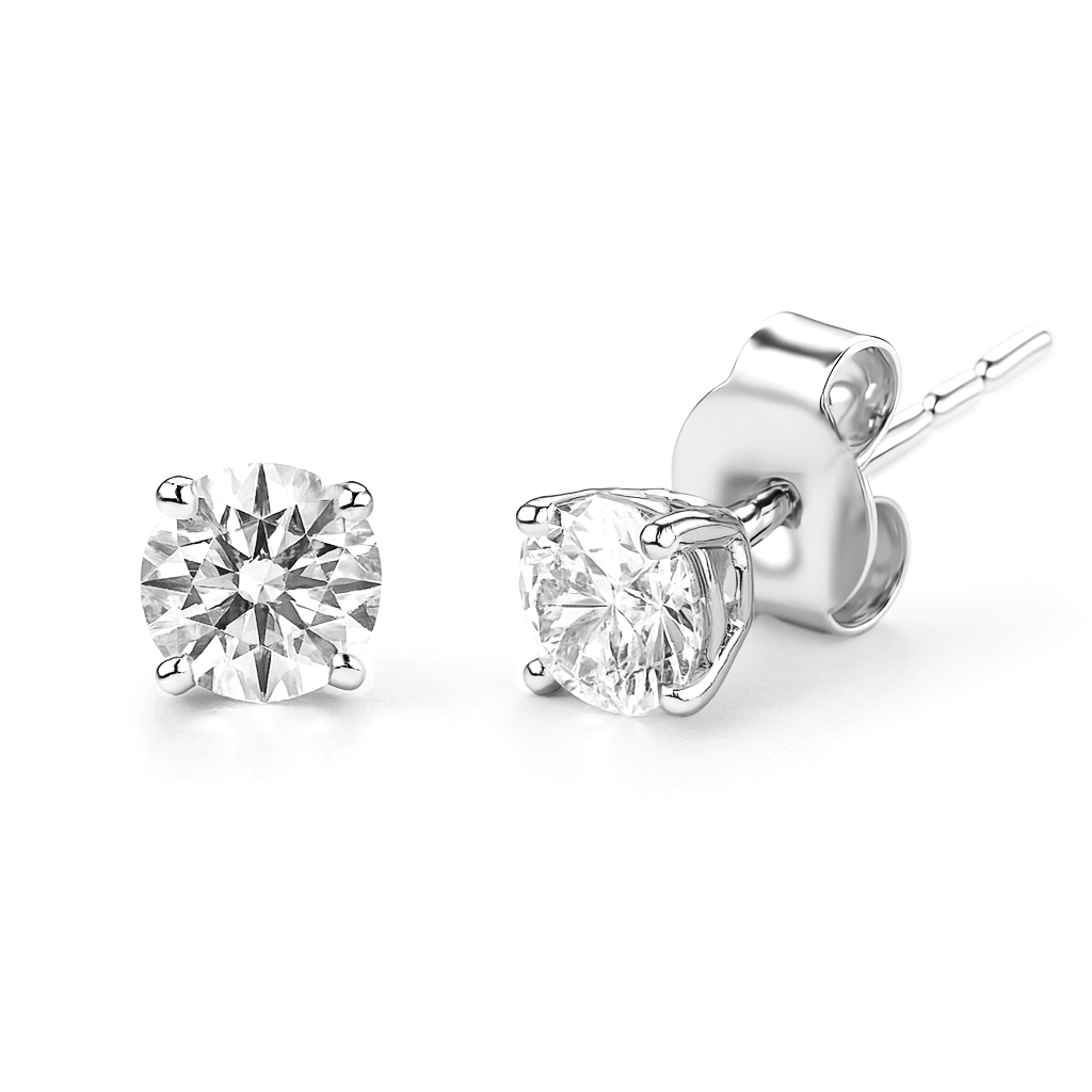 14K White Gold Lab Grown Diamond Earrings, 0.5ct
