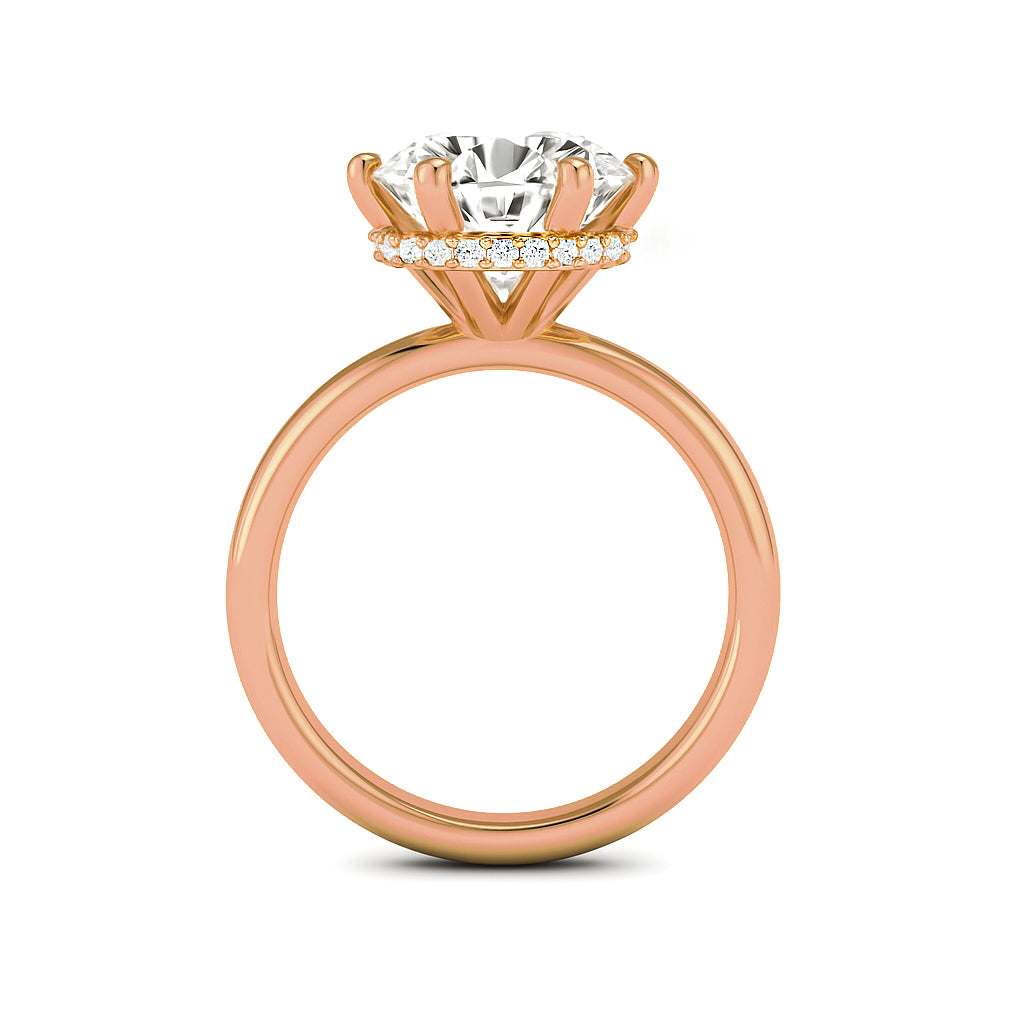 The Phoebe Ring - Hidden Halo 6-Claw Round Solitaire - Lab Grown Diamond