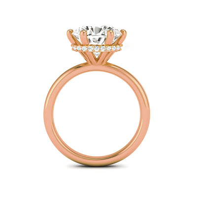 The Phoebe Ring - Hidden Halo 6-Claw Round Solitaire - Lab Grown Diamond