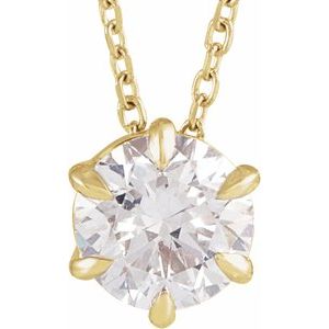 14K White, Yellow Gold 1 CT Lab-Grown Diamond Solitaire 40-45cm Necklace