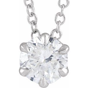 14K Yellow, White Gold 0.375 CT Lab-Grown Diamond Solitaire 40-45cm Necklace