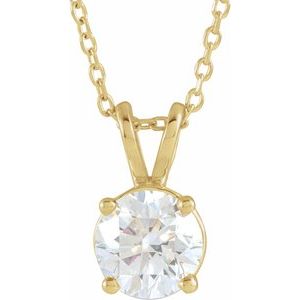 14K Yellow, Rose Gold  1 CT Lab-Grown Diamond Solitaire 40-45cm Necklace