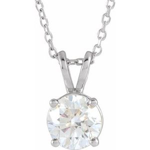 14K White Gold 1 CT Lab-Grown Diamond Solitaire 40-45cm Necklace