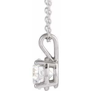 14K White Gold 1 CT Lab-Grown Diamond Solitaire 40-45cm Necklace