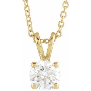 14K Yellow, Rose Gold 0.6CT Lab-Grown Diamond Solitaire 40-45cm Necklace