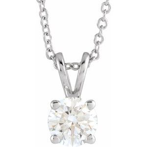 14K White Gold 0.6CT Lab-Grown Diamond Solitaire 40-45cm Necklace