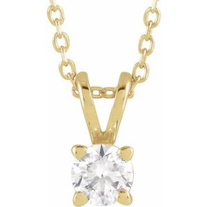 14K Yellow, White Gold 0.25CT Lab-Grown Diamond Solitaire 40-45cm Necklace