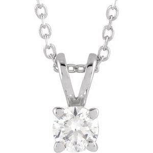 14K Yellow, White Gold 0.25CT Lab-Grown Diamond Solitaire 40-45cm Necklace